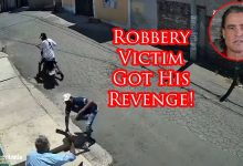 Robber Loses His Gun To Machete-Wielding Defender!