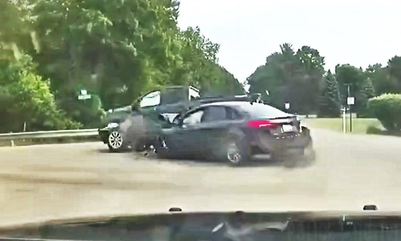 Suspect Flees Cops in Stolen Car Then Wrecks into Pickup Truck