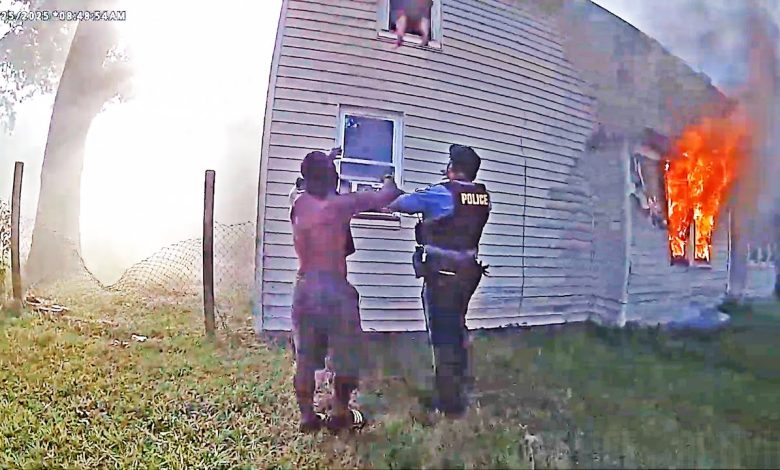 N.J. Cops and Neighbor Catch Child Jumping Out of Burning Home