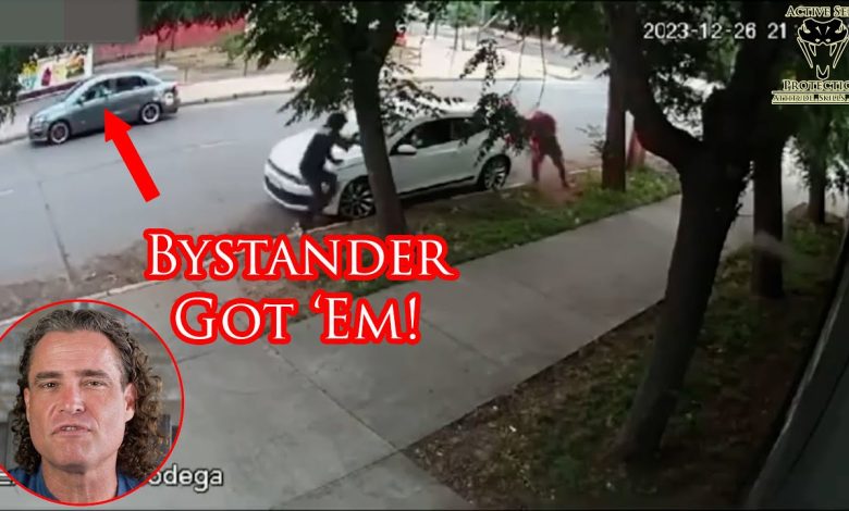 Bystander Makes Carjacker Take the Sidewalk Temperature Challenge!