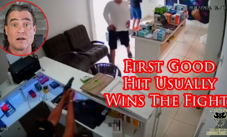 Defender Struggles to Get Fight Stopping Hits During Armed Robbery