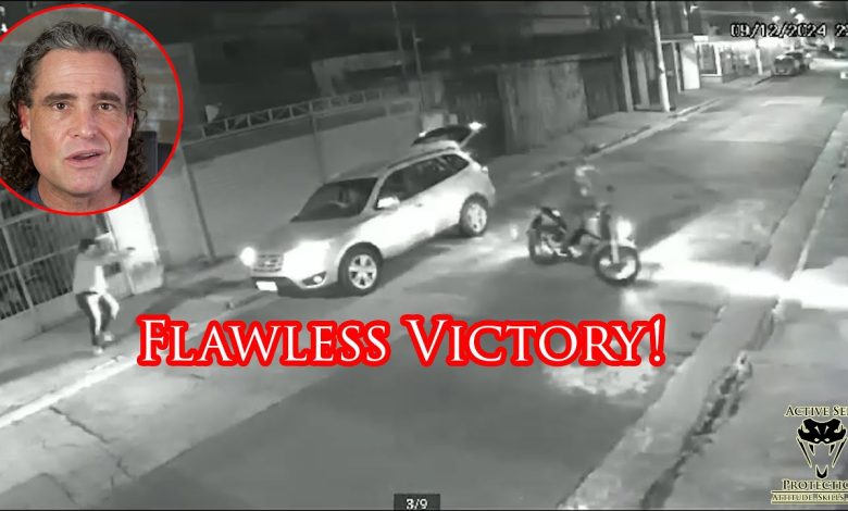 Defender With Family In Car Wrecks Multiple Armed Robbers