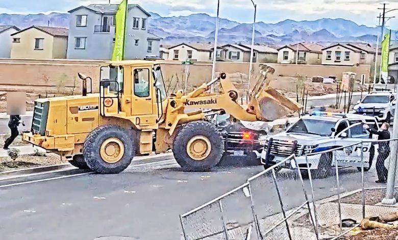 Suspect Tries to Ram Police Cars With Stolen Front Loader