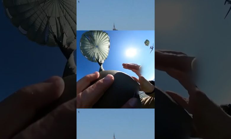 Parachuting into NORMANDY for D-DAY 80TH ANNIVERSARY #ww2 #normandy #parachute #shorts #military