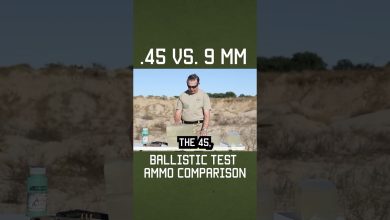 .45 vs. 9mm ballistic test ammo comparison #military #shorts