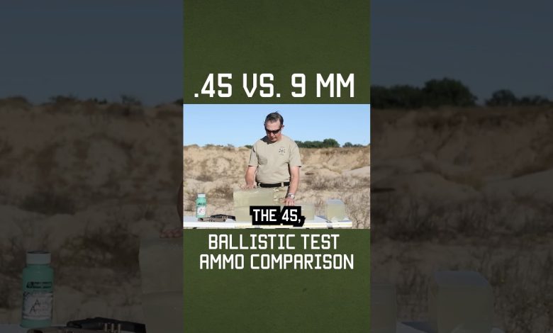 .45 vs. 9mm ballistic test ammo comparison #military #shorts