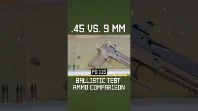 .45 vs. 9 mm Ballistic Test Ammot Comparison #shorts #military