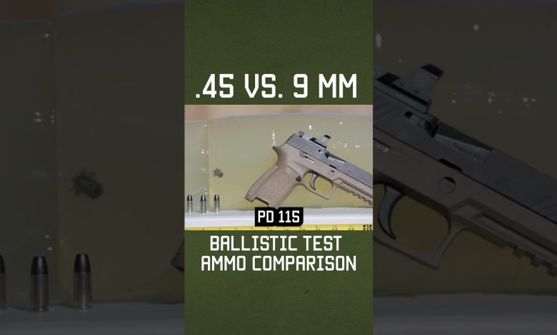 .45 vs. 9 mm Ballistic Test Ammot Comparison #shorts #military