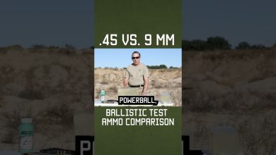 .45 vs. 9 mm Ballistic Test Ammo Comparison #shorts #military