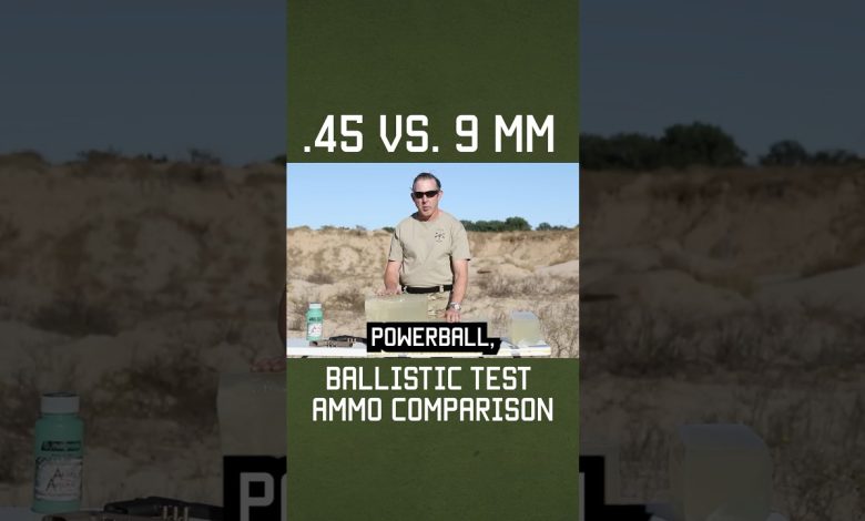 .45 vs. 9 mm Ballistic Test Ammo Comparison #shorts #military