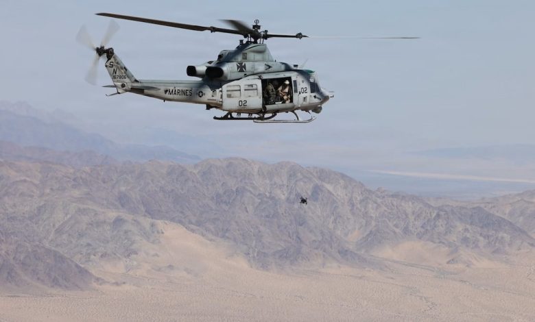 US Marine Corps tests using helicopter as mobile drone command center