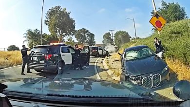 Suspect Shot After Slamming BMW Into Police Cruisers And Aiming Gun