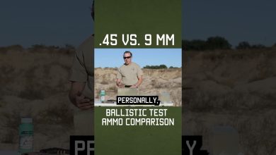 .45 vs. 9 mm Ballistic Test Ammo Comparison #shorts #training #military