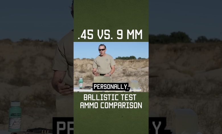 .45 vs. 9 mm Ballistic Test Ammo Comparison #shorts #training #military