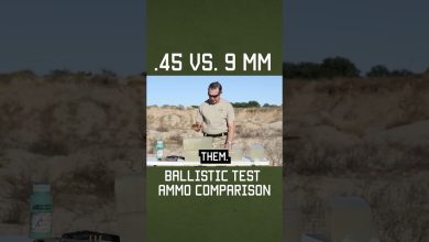 .45 vs. 9 mm Ballistic Test Ammo Comparison #shorts #military #reload