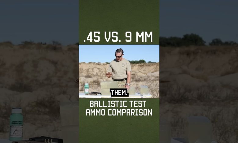 .45 vs. 9 mm Ballistic Test Ammo Comparison #shorts #military #reload