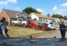 Police Pursuit Ends After Dodge Challenger Slams into Cars