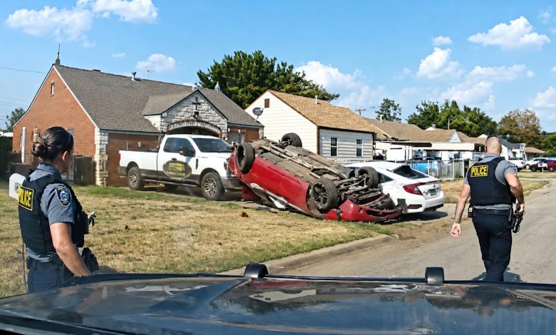 Police Pursuit Ends After Dodge Challenger Slams into Cars