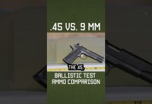 .45 vs. 9 mm Ballistic Comparison #shorts #gear #knowledge #training #military
