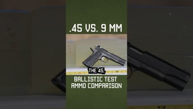 .45 vs. 9 mm Ballistic Comparison #shorts #gear #knowledge #training #military