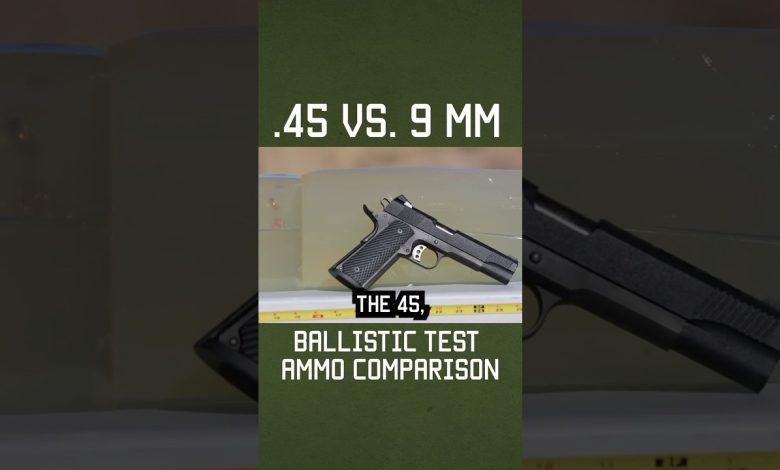 .45 vs. 9 mm Ballistic Comparison #shorts #gear #knowledge #training #military