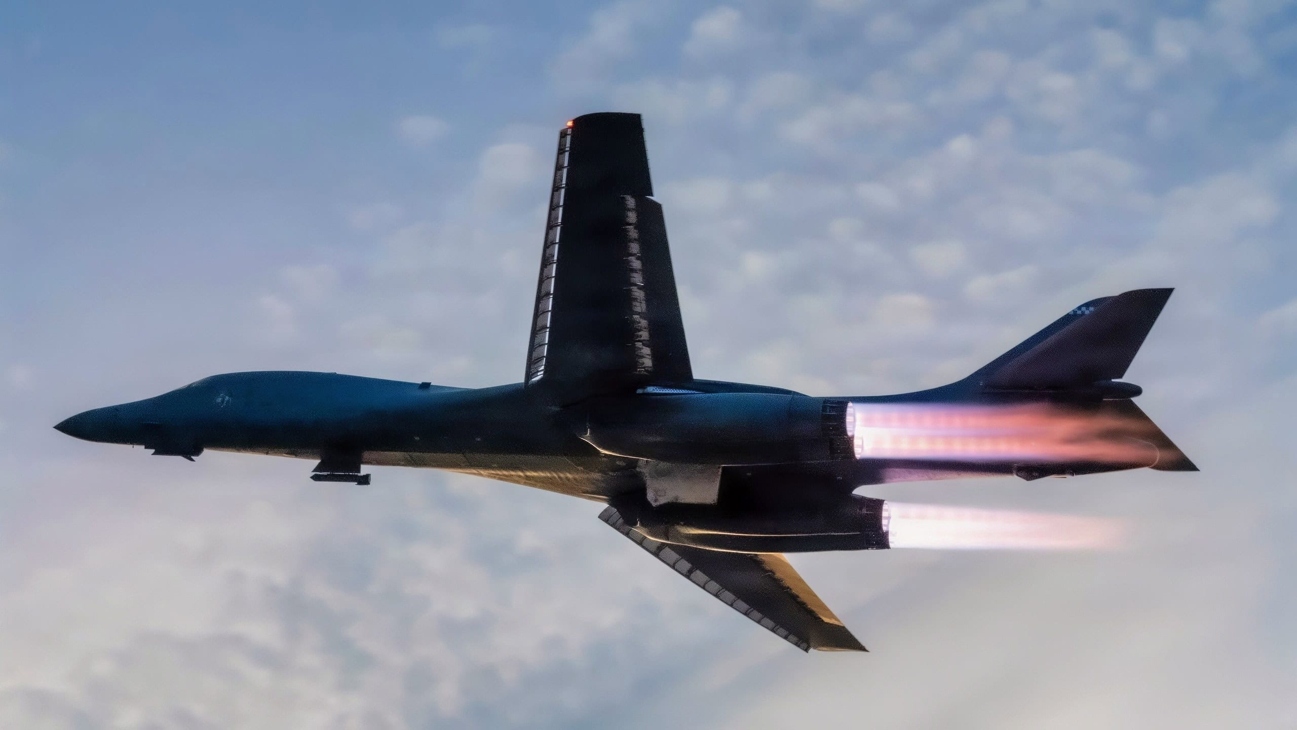A U.S. Air Force B-1B Lancer assigned to the 7th Bomb Wing takes off.
