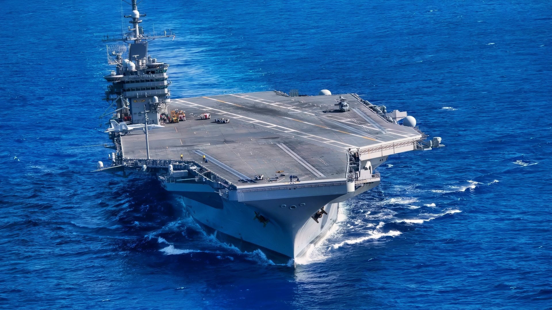 The aircraft carrier USS John C. Stennis (CVN 74) steams through the Atlantic Ocean, Sept. 6, 2019. The John C. Stennis is underway as part of a Commander, U.S. 2nd Fleet ordered sortie ahead of Hurricane Dorian, which is forecasted to bring high winds and heavy rain to the East Coast. Ships are being directed to areas in the Atlantic Ocean where they are best postured for storm avoidance. (U.S. Navy photo by Mass Communication Specialist 3rd Class Grant G. Grady)