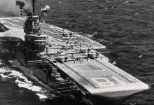 A destroyer that survived Utah Beach and a kamikaze bomb turned in front of an aircraft carrier at 24 knots off Newfoundland in 1952, after her executive officer said the turn would hit it, and was cut in half, killing 176, while the carrier was back at sea in 10 days